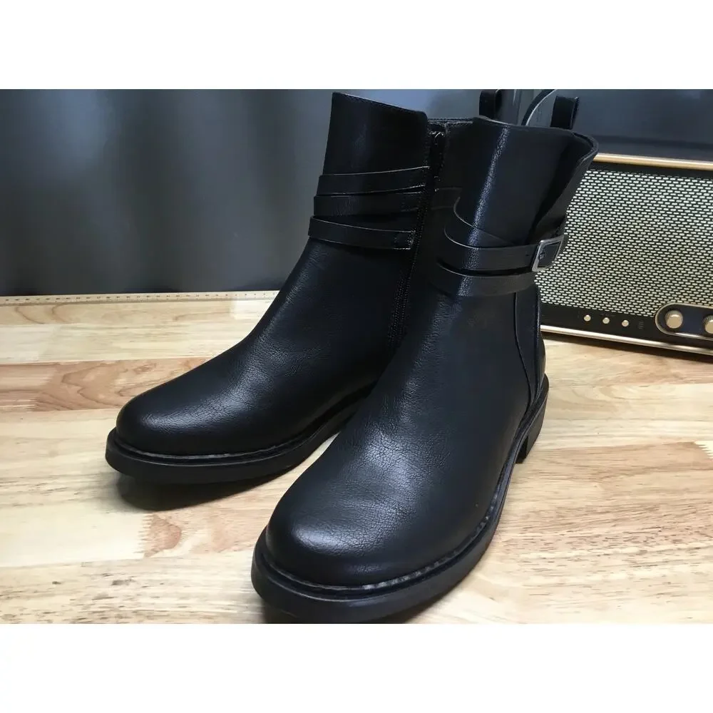 Baretraps Honee Boot Women 9 Black Leather Side Zip Slip Resistant Round Toe NWT